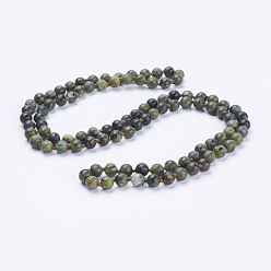 Jade Natural Xinyi Jade/Chinese Southern Jade Beaded Necklaces, Frosted, Round, 36 inch(91.44cm)