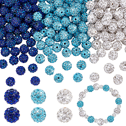 (52) Непрозрачная лаванда 210шт 3цвета бусины из полимерной глины ручной работы со стразами, круглые, разноцветные, 9~10 мм, отверстие : 1.8 мм, 70 шт / цвет