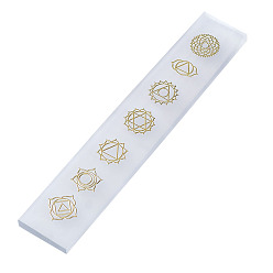 Золотистый Чакра натуральная гипсовая скульптура витрина украшения, для медитации рейки балансировка силы викка, прямоугольные, золотые, 150~160x25~30x5~10 мм