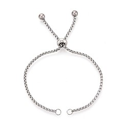 Нержавеющая Сталь Цвет 201 изготовление браслета-слайдера из нержавеющей стали, с латунной бисера, цвет нержавеющей стали, 9-1/8 дюйм (23 см), отверстие : 3 мм