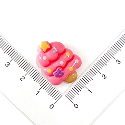 Малиновый Рождественская серия макарон цвета непрозрачной смолы декодированные кабошоны, рождественская елка, малиновый, 25x20 мм