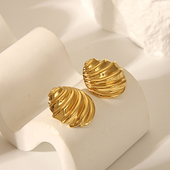 Oval Серьги-гвоздики из нержавеющей стали с геометрической текстурой и неровной формой, золотые, овальные, 304 мм