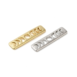 Real Gold Plated & Real Platinum Plated 16шт. 2 цвета латунные подвески с фазами луны, долговечный, прямоугольные, настоящее золото и платина, 20x5x1 мм, отверстие : 1.2 мм