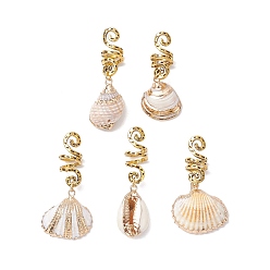 Античное Золото Сплав дреды бусины, гальванические пресноводные ракушки, плетение подвесок для волос, украшения, зажимы, для укладки волос, античное золото , 44~51 мм