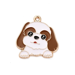 Седло Коричневый Эмалевые подвески в виде щенка животного, золотые, кокер спаниель очарование, седло коричневый, 22.5x22x1 мм, отверстие : 1.6 мм