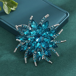 Светлый Морско-зеленый Брошь из блестящего сплава со стеклянными булавками для женщин и девочек, цветок, светло-зеленый, 63 мм