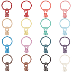 Mixed Color 32pcs 16 Colors Alloy Zipper, with Resin Puller, Round, Cadmium Free & Lead Free, Mixed Color, 37mm, ring: 31.5x23.5x1.5mm, zipper puller: 10.5x9x7.5mm, 2pcs/color