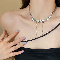 Нержавеющая Сталь Цвет Женские ожерелья с подвеской в виде звезды и кисточки из сплава и нержавеющей стали и синтетического лунного камня, цвет нержавеющей стали, 304 дюйм (18.11 см)