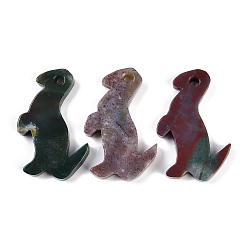 (RRHB277) Кристалл на подкладке из медово-бежевого цвета Природного индийского агата подвески, динозавр прелести, 50x40x6.5 мм, отверстие : 4 мм