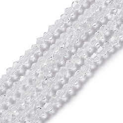 Clear Imitation Austrian Crystal 5301 Bicone Beads, Faceted Glass Beads Strands, Clear, 2x3mm, Hole: 0.5mm, about 160~180pcs/strand, 16.54 inch~17.32 inch(42~44cm)