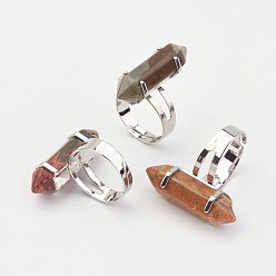 Пикассо Камень Кольца на палец из натуральной полихромной яшмы/камня Пикассо/яшмы Пикассо, с обнаружением железного кольца, платина, пуля, Размер 8, 18 мм