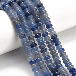 Синий Авантюрин Природные голубые авантюрин бисером пряди, рондель, окрашенная и подогревом, 4x2 мм, отверстие : 0.9 мм, около 160~162 шт / нитка, 14.96~15.16 дюйм (38~38.5 см)