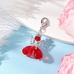 Красный Стеклянные подвески в виде ангела, с цинковым сплавом застежками омаров коготь, красные, 52 мм