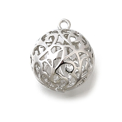 Платина Латунные подвески, без кадмия, без никеля и без свинца, полый, плоско-круглые, платина, 22x19x13 мм, отверстие : 1.8 мм