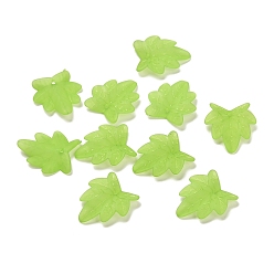 Зелено-Желтый Подвески матовым акриловым, лист, зеленый желтый, 26.5x23x3.5 мм, отверстие : 2 мм