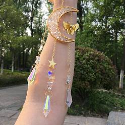 Желтый Кварц Стеклянные ловцы солнца, Подвески из натурального желтого кварца с луной и бабочкой, 390 мм