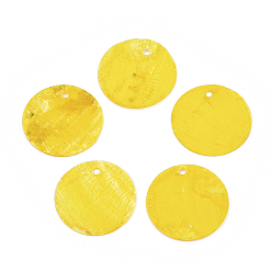 Gold Spray Painted Capiz Shell Pendants, Flat Round, Gold, 20x0.5mm, Hole: 1.4mm