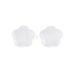 Белый Непрозрачный акрил с блестящими пудровыми шариками, цветок, белые, 14x14.5x4 мм, отверстие : 1.5 мм