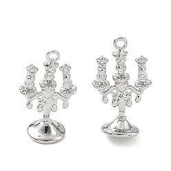 Platino Real Plateado Latón micro pavimenta claro colgantes de circonio cúbico, amuletos de velas, Platino verdadero plateado, 22x12x7.5 mm, agujero: 1.5 mm