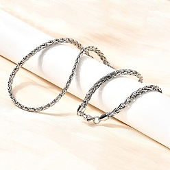 Нержавеющая Сталь Цвет 4.5мм 304 ожерелья из нержавеющей стали с цепочкой из пшеницы для женщин, не тускнеет, цвет нержавеющей стали, 21.46 дюйм (54.5 см)