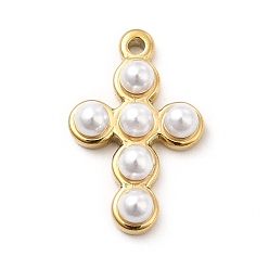 Золотой Ионное покрытие (ip) 304 подвески из нержавеющей стали, с пластиковой бисера, крест очарование, золотые, 21x13.5x5 мм, отверстие : 1.4 мм