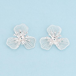 Серебро Шапочки и конусы для бусин, латунные, цветок, серебряные, 23~23.5x25x4 мм, отверстие : 0.9 мм