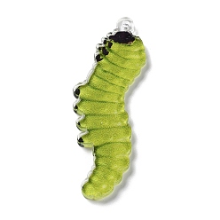 Insects Зеленые желтые акриловые подвески, насекомые, 54x14x2.5 мм, отверстие : 1.8 мм