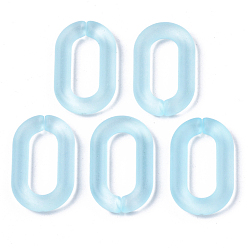 Light Blue Transparent Acrylic Linking Rings, Quick Link Connectors, for Cable Chains Making, Oval, Frosted, Light Blue, 27x16.5x4mm, Inner Diameter: 18x8mm