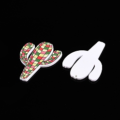 Светло-Коралловый Акриловые подвески в клетку тартан с принтом, кактус, свет коралловый, 40.5x30.5x2 мм, отверстие : 1.5 мм