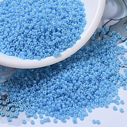 (RR482) Opaque Turquoise Blue AB MIYUKI Round Rocailles Beads, Japanese Seed Beads, 11/0, (RR482) Opaque Turquoise Blue AB, 11/0, 2x1.3mm, Hole: 0.8mm, about 5500pcs/50g