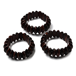 Тигровый глаз Биконусные эластичные браслеты из натуральных красных бусин тигрового глаза для женщин и мужчин, внутренний диаметр: 2-1/4~ 2-1/2 дюйм (5.75~6.45 см)