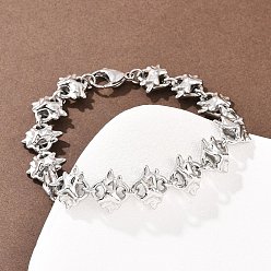 Нержавеющая Сталь Цвет 304 из нержавеющей стали цветок ссылку цепи браслеты, не тускнеет, цвет нержавеющей стали, 8-3/4 дюйм (22.2 см)