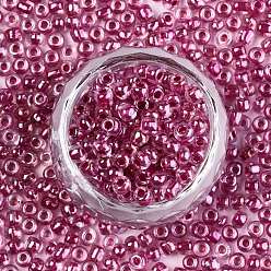 Old Rose 8/0 Glass Seed Beads, Transparent Inside Colours Luster, Round Hole, Round, Old Rose, 8/0, 3~4x2~3mm, Hole: 0.8mm, about 15000pcs/bag