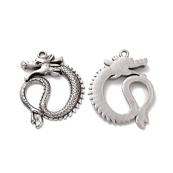 Antique Silver Tibetan Style Alloy Pendant Rhinestone Settings, Dragon, Antique Silver, Fit for 1mm Rhinestone, 50x39x4.7mm, Hole: 3mm