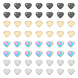 Позолоченный и Цвет Нержавейки 80 шт. 4 стиль 201 и 304 подвески из нержавеющей стали, штамповка пустой метки, сердце, настоящее золото и нержавеющая сталь, 5x6x1 мм, отверстие : 1 мм, 20 шт / стиль