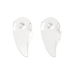 Серебро Фурнитура для сережек-гвоздиков из латуни, крылья, серебряные, 18x8.5x0.4 мм, отверстие : 1 мм