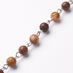 Натуральный Агат Натуральные сумасшедшие агатовые бисерные цепи, несварные, с деревянными бусинами и железным ушком, 39.37 дюйм (1 м) / прядь
