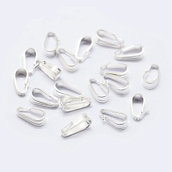 Серебро 925 серебристая линза на поруки, с печатью 925, серебряные, 6.5x3x2.5 мм, отверстие : 2x5.5 мм