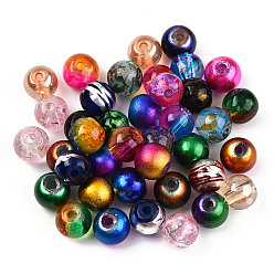 Mixed Color Mixed Style & Mixed Color Round Spray Painted Glass Beads, 6mm, Hole: 1mm, about 200pcs/bag