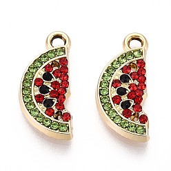 Гиацинт Подвески из сплава и страза, uv покрытие, арбуз, золотой свет, гиацинт, 19.6x8.5x2.9 мм, отверстие : 1.8 мм
