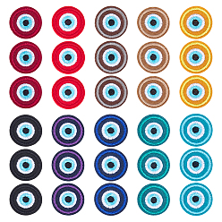 Evil Eye 40Pcs 10 Colors Polyester Clothing Patches, Mixed Color, Evil Eye, 26x1.5mm, 4pcs/color