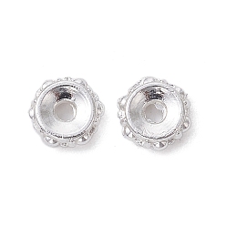 Argent Perles d'entretoise en alliage, plaqué longue durée, forme de fleur, argenterie, 5x1.5mm, Trou: 1.2mm