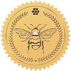Bees Пластиковые самоклеящиеся наклейки с тиснением из золотой фольги, стикер украшения медали, Пчелы, 5x5 см
