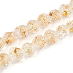 Фора Ручной золотой фольги стекло бисер нитей, круглые, оранжевые, 9~11.5 мм, отверстие : 1.2~1.4 мм, около 50 шт / нитка, 19.69 дюйм (50 см)