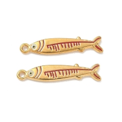 Fish 304 нержавеющей стальной эмали подвески, ионное покрытие (ip), реальный 18 k позолоченный, рыбы прелести, 35x7.5x2.5 мм, отверстие : 2 мм