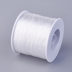 White Flat Elastic Crystal String, Elastic Beading Thread, for Stretch Bracelet Making, White, 0.7mm, about 546.8 yards(500m)/roll