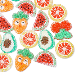 Mixed Color Resin Cabochons, Imitation Food, Fruit, Mixed Color, 28~36x25~32x4.5~5.5mm