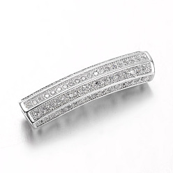 Платина Латунные микро проложить кубических бусин циркония трубки, без кадмия, без никеля и без свинца, прозрачные, платина, 27x6 мм, отверстие : 3 мм