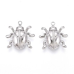 Нержавеющая Сталь Цвет 304 подвески из нержавеющей стали, очарование божьей коровки, анти-тускнение, цвет нержавеющей стали, 17.5x17x4.5 мм, отверстие : 1.5 мм