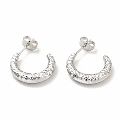 Нержавеющая Сталь Цвет Не тускнеют 304 серьги-гвоздики из нержавеющей стали в форме полумесяца, полукруглые серьги для женщин, цвет нержавеющей стали, 14x18x3.5 мм, штифты : 0.7 мм